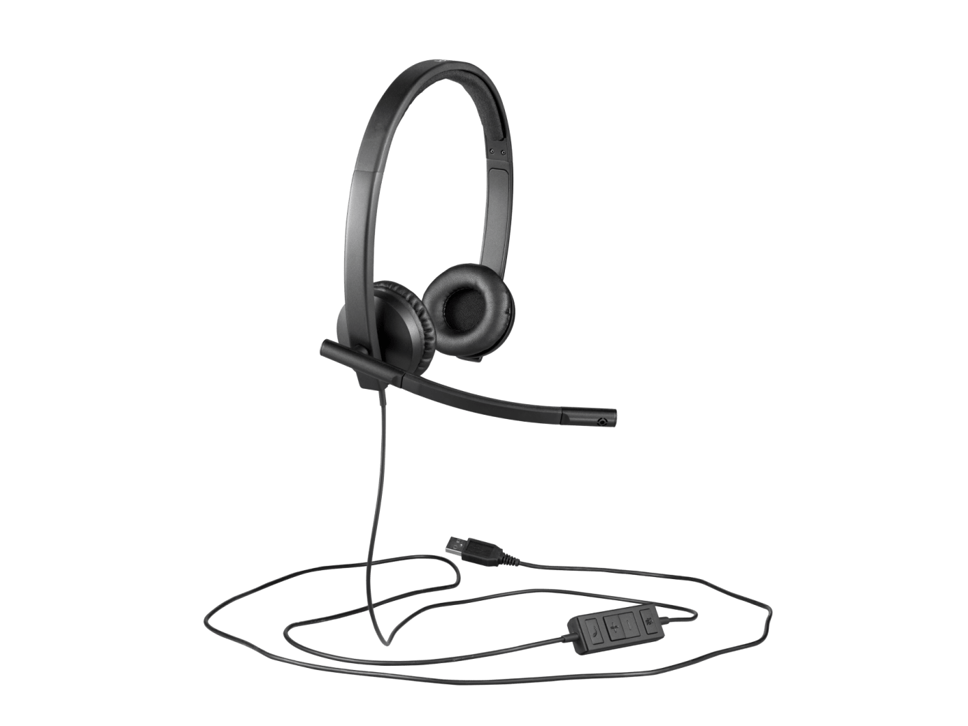 Logitech H570e Stereo USB-A Headset with Noise Cancelling Mic - Black