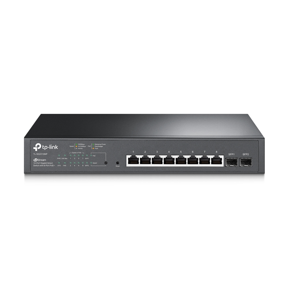 TP-Link JetStream 10-Port Gigabit Smart Switch with 8 PoE+ Ports & 2 Gigabit SFP Slots
