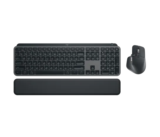 Logitech MX Keys S Wireless and Bluetooth Keyboard + Palmrest and Mouse Rechargeable Combo