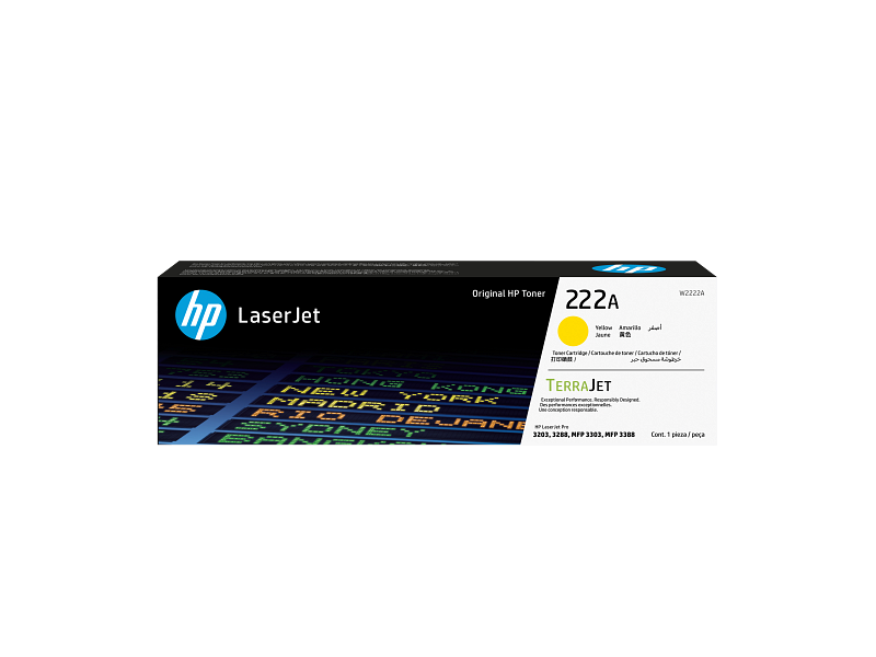 HP 222A Yellow Original LaserJet Toner Cartridge - W2222A