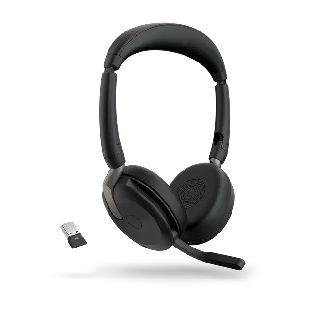 Jabra Evolve2 65 Flex Wired/ Wireless Bluetooth Stereo Headset with Active Noise-Cancelling mics
